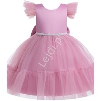 Kody rabatowe Lejdi.pl - Elegancka sukienka dla dziewczynki w kolorze brudno różowym 5293