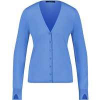 Kody rabatowe Gerry Weber - TAIFUN Damski Sweter basic z dekoltem w serek 62cm długie Niebieski Jednokolorowy