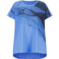Kody rabatowe Gerry Weber - SAMOON Damski Koszulka z krótkim rękawem i satynowym przodem 68cm krótkie Okrągły Niebieski Wzorzysty