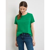 Kody rabatowe GERRY WEBER Damski T-shirt z ozdobnymi kamykami 64cm krótkie Okrągły Zielony Jednokolorowy