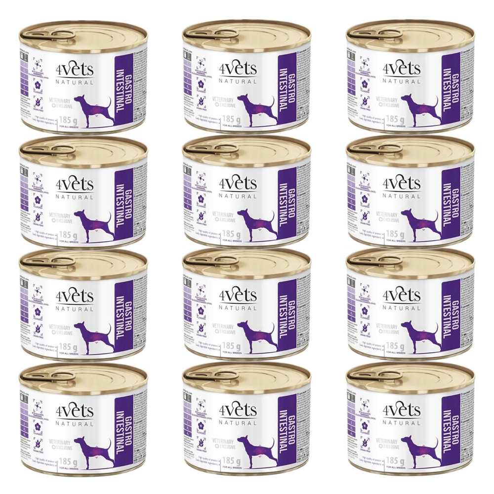 Kody rabatowe 4VETS Natural Gastro Intestinal Dog - mokra karma dla psa - 12x185 g