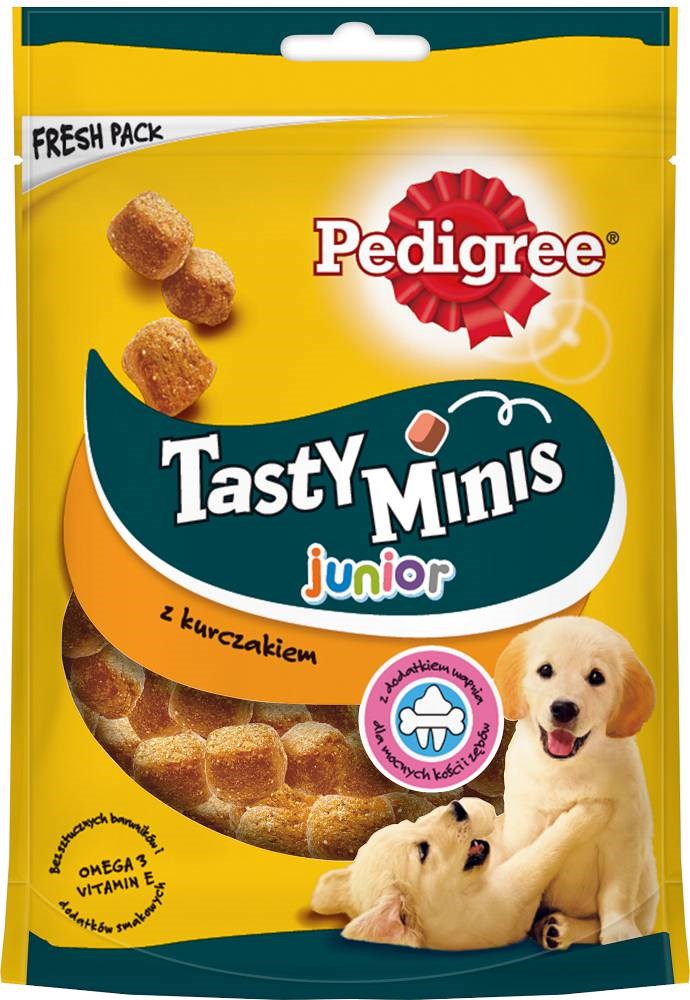 Kody rabatowe PEDIGREE Tasty Minis Junior z kurczakiem - przysmak dla psa - 125 g