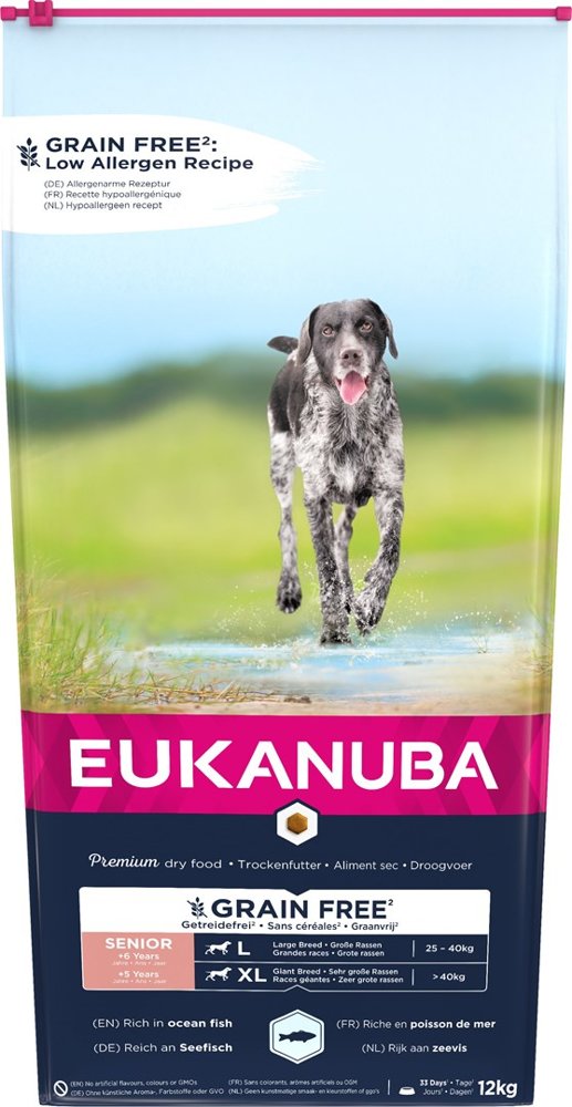 Kody rabatowe EUKANUBA Grain Free Senior Duże i olbrzymie rasy, Ryby oceaniczne - sucha karma dla psa - 12 kg