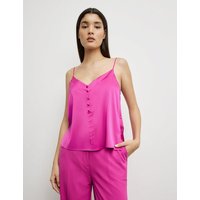 Kody rabatowe TAIFUN Damski Elegancki bluzkowy top na ramiączkach 56cm Bez rękawów w serek Różowy Jednokolorowy