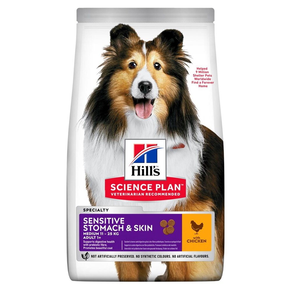 Kody rabatowe HILL'S Science Plan Canine Adult Sensitive Stomach & Skin Medium Breed Kurczak - sucha karma dla psa - 2,5 kg