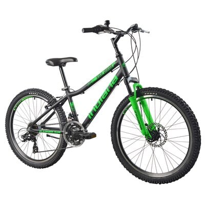 Kody rabatowe Rower młodzieżowy INDIANA Rock Jr 24 cale dla chłopca Czarno-zielony