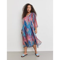Kody rabatowe Gerry Weber - SAMOON Damski Szyfonowa sukienka z halką 3/4 w serek Multicolor W paski