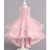 Kody rabatowe Lejdi.pl - Jasno różowa sukienka dla dziewczynki z cekinami, gwiazdkami A88