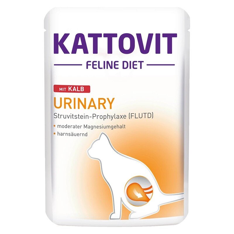 Kody rabatowe Krakvet sklep zoologiczny - KATTOVIT Feline Diet Urinary Cielęcina - mokra karma dla kota - 85 g