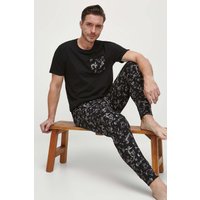 Kody rabatowe Answear.com - Medicine piżama bawełniana męska kolor czarny wzorzysta