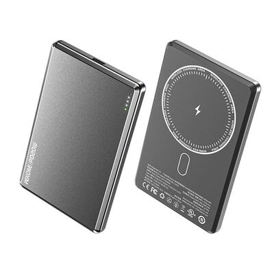 Kody rabatowe Powerbank indukcyjny WEKOME WP-30 Mecha Series Ultra Thin MagSafe 20W 5000 mAh Srebrny