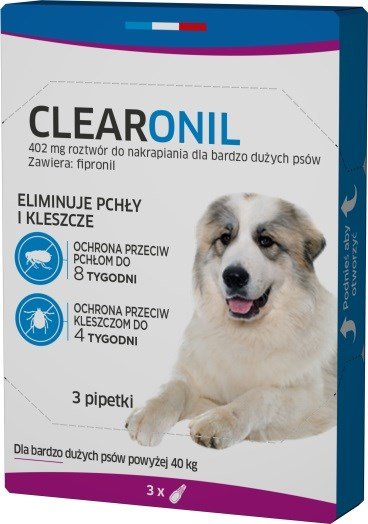Kody rabatowe Krakvet sklep zoologiczny - FRANCODEX Clearonil Duże psy - krople przeciw kleszczom i pchłom dla psa - 3x402 mg