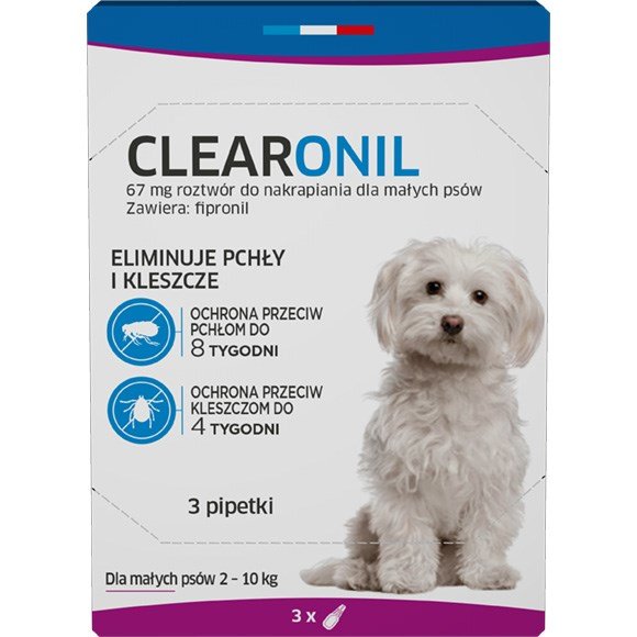 Kody rabatowe FRANCODEX Clearonil Małe psy - krople przeciw kleszczom i pchłom dla psa - 3x67 mg