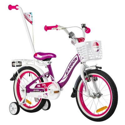 Kody rabatowe Avans - Rower dziecięcy KARBON Kitty 16 cali dla dziewczynki Fioletowo-różowo-biały