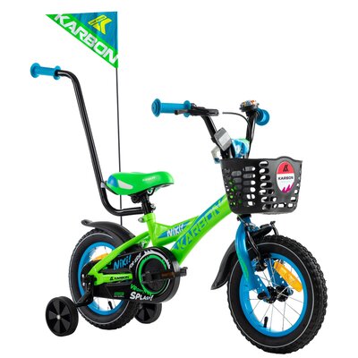 Kody rabatowe Rower dziecięcy KARBON Niki 12 cali dla chłopca Zielono-niebieski