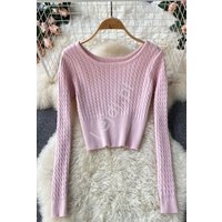Kody rabatowe Jasno różowy sweter krótki w wzory 5900