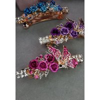 Kody rabatowe Kryształkowa spinka do włosów z kryształkami z motylami i różami fuksjowa