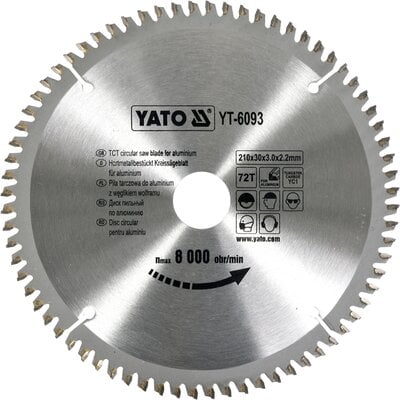 Kody rabatowe Tarcza do cięcia YATO YT-6093 210 mm