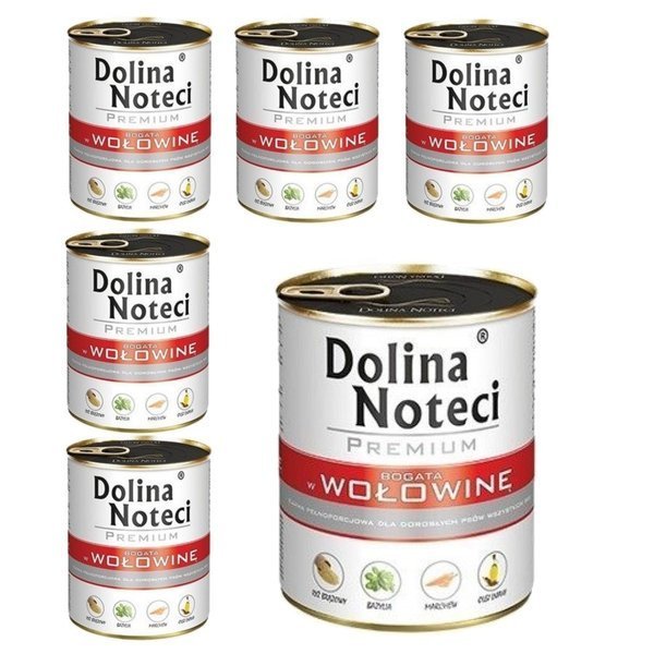Kody rabatowe DOLINA NOTECI Premium bogata w wołowinę - mokra karma dla psa - 6x800 g