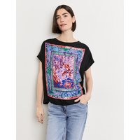 Kody rabatowe Gerry Weber - GERRY WEBER Damski Koszulka z krótkim rękawem z mieszanki materiałów 62cm Obniżone ramiona Okrągły Multicolor Jednokolorowy