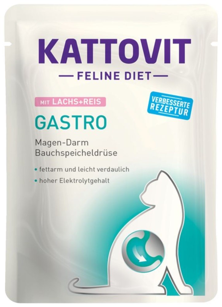 Kody rabatowe KATTOVIT Feline Diet Gastro Łosoś z ryżem - mokra karma dla kota - 85 g