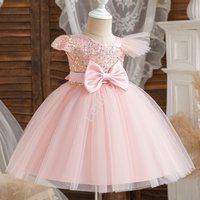 Kody rabatowe Lejdi.pl - Krótka jasno różowa sukienka wieczorowa dla dziewczynki z cekinami na jednym ramieniu 132