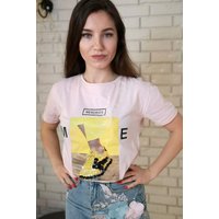 Kody rabatowe Lejdi.pl - Jasno różowa koszulka damska z zdobionym adidasem