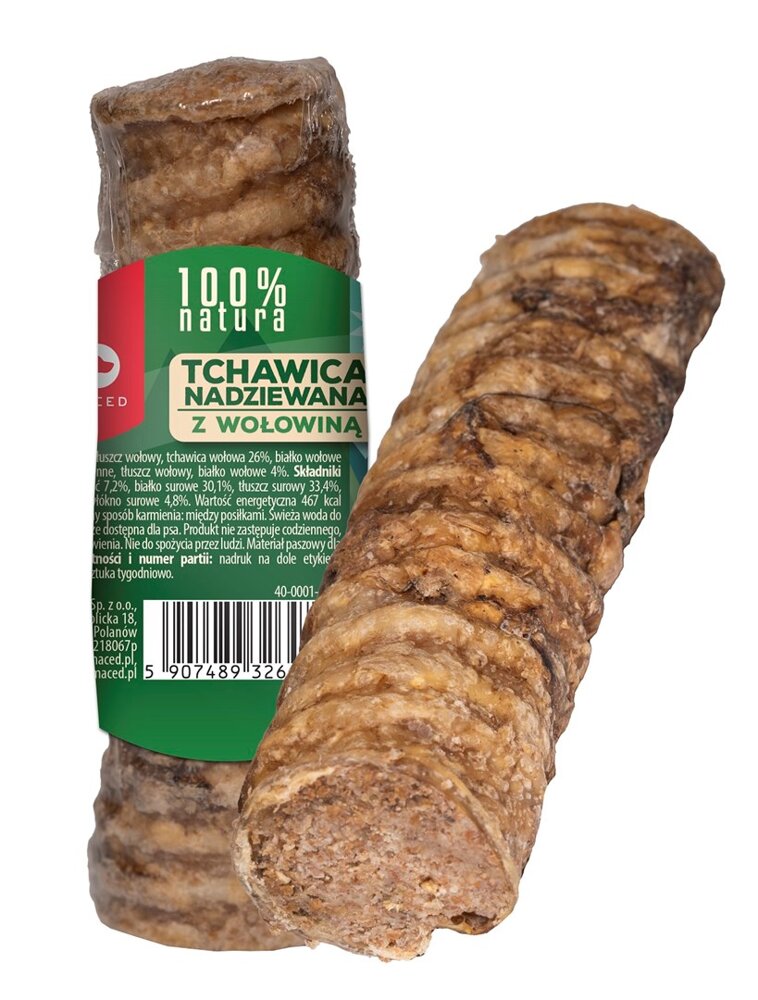 Kody rabatowe MACED Tchawica nadziewana z wołowiną - gryzak dla psa - 120 g