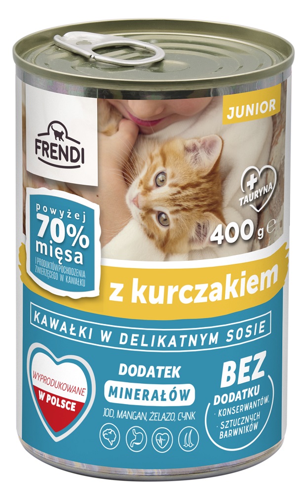 Kody rabatowe Krakvet sklep zoologiczny - FRENDI Junior z Kurczakiem kawałki w delikatnym sosie - mokra karma dla kota - 400 g