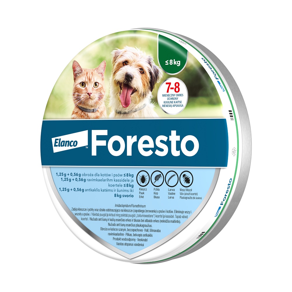 Kody rabatowe Krakvet sklep zoologiczny - ELANCO Foresto Obroża przeciw pchłom i kleszczom dla kotów i małych psów - długość 38 cm