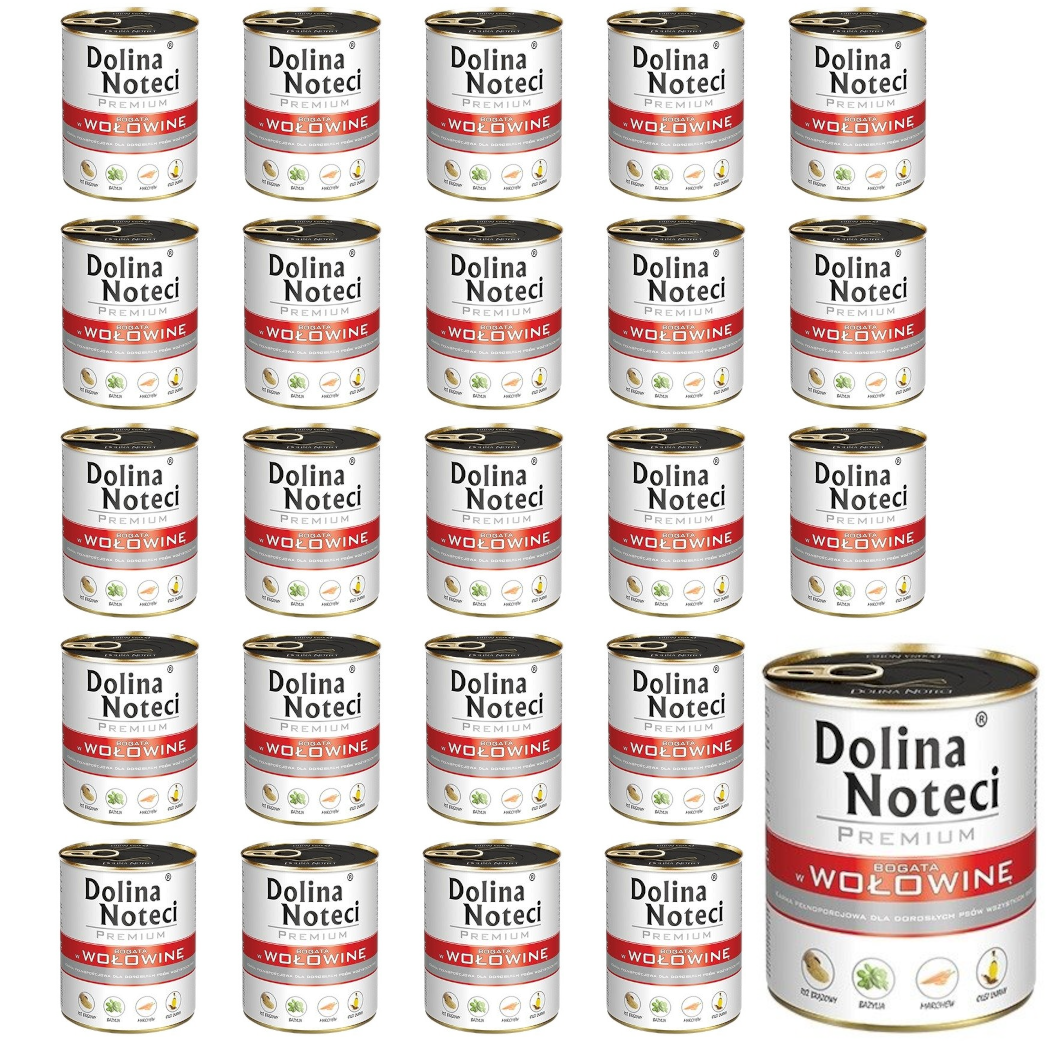 Kody rabatowe DOLINA NOTECI Premium bogata w wołowinę - mokra karma dla psa - 30x800g