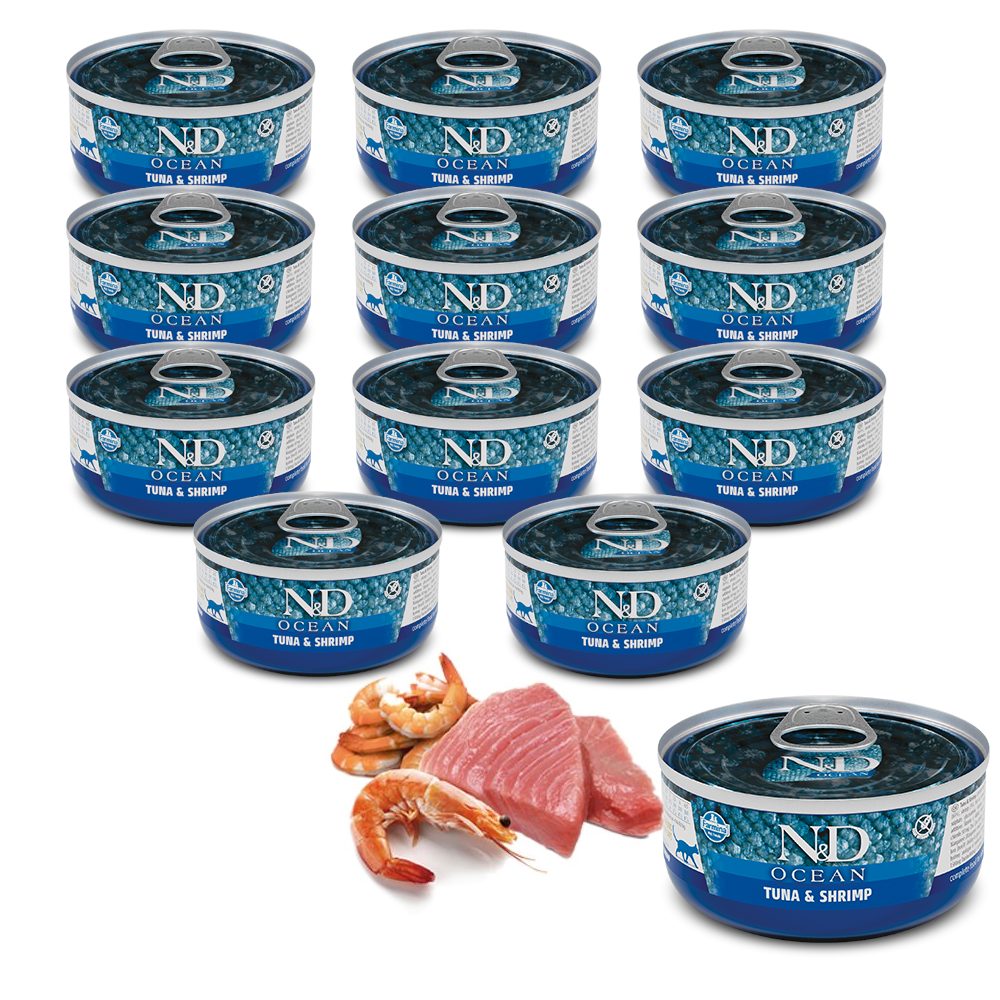 Kody rabatowe Krakvet sklep zoologiczny - FARMINA N&D Ocean Tuna & Shrimp Adult - mokra karma dla kota - 12x70 g