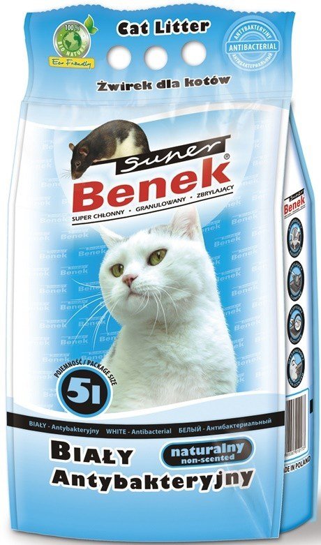 Kody rabatowe Krakvet sklep zoologiczny - CERTECH Super Benek Biały Antybakteryjny - żwirek dla kota zbrylający 5 l