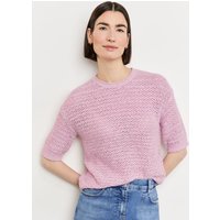 Kody rabatowe Gerry Weber - GERRY WEBER Damski Sweter z półrękawkiem z ażurowej dzianiny 52cm krótkie Okrągły Różowy Jednokolorowy
