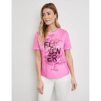 Kody rabatowe Gerry Weber - GERRY WEBER Damski T-shirt z nadrukowanym napisem 62cm krótkie Okrągły Różowy W kwiaty