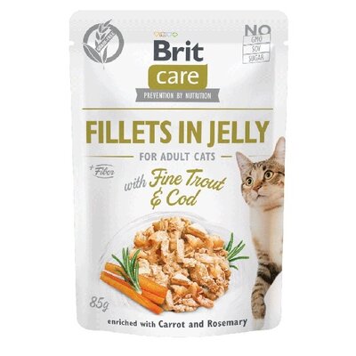 Kody rabatowe Karma dla kota BRIT CARE Fillets In Jelly Fine Trout&Cod 85 g