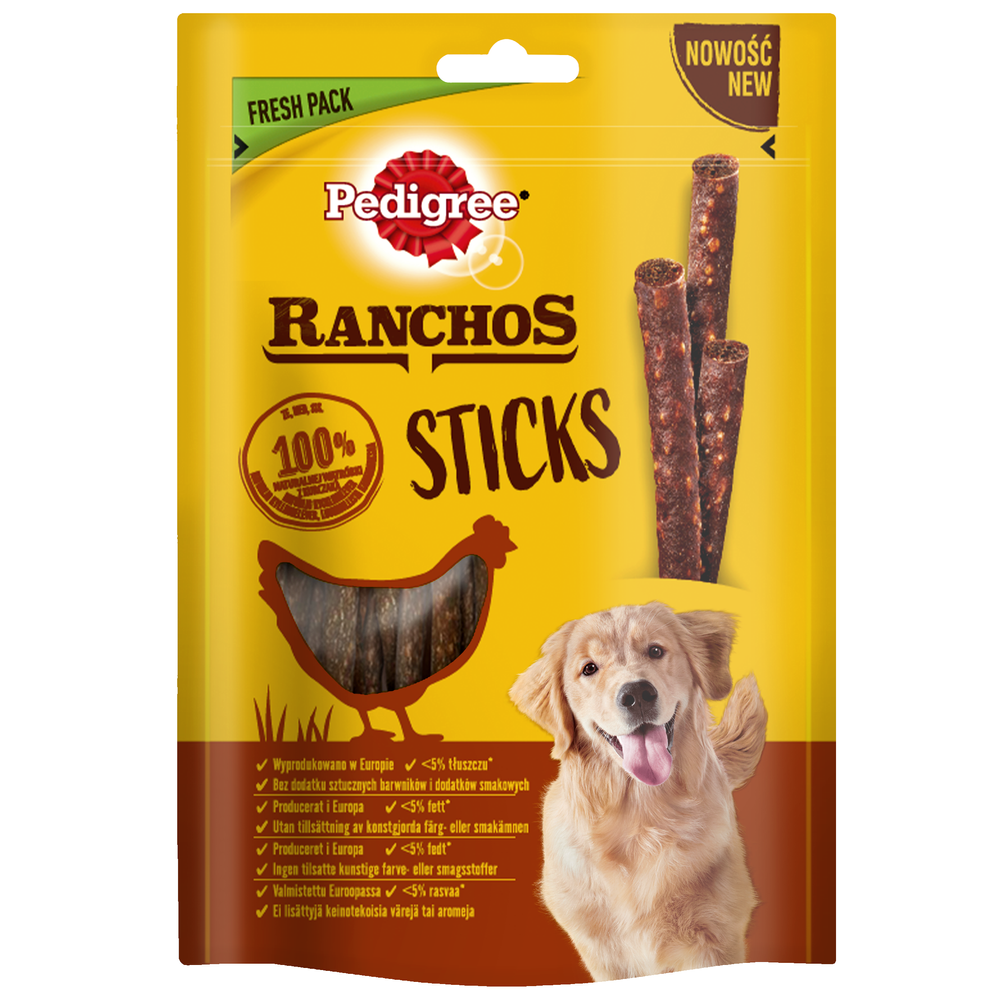 Kody rabatowe Krakvet sklep zoologiczny - PEDIGREE Ranchos Sticks z wątróbką z kurczaka - przysmak dla psa - 60 g