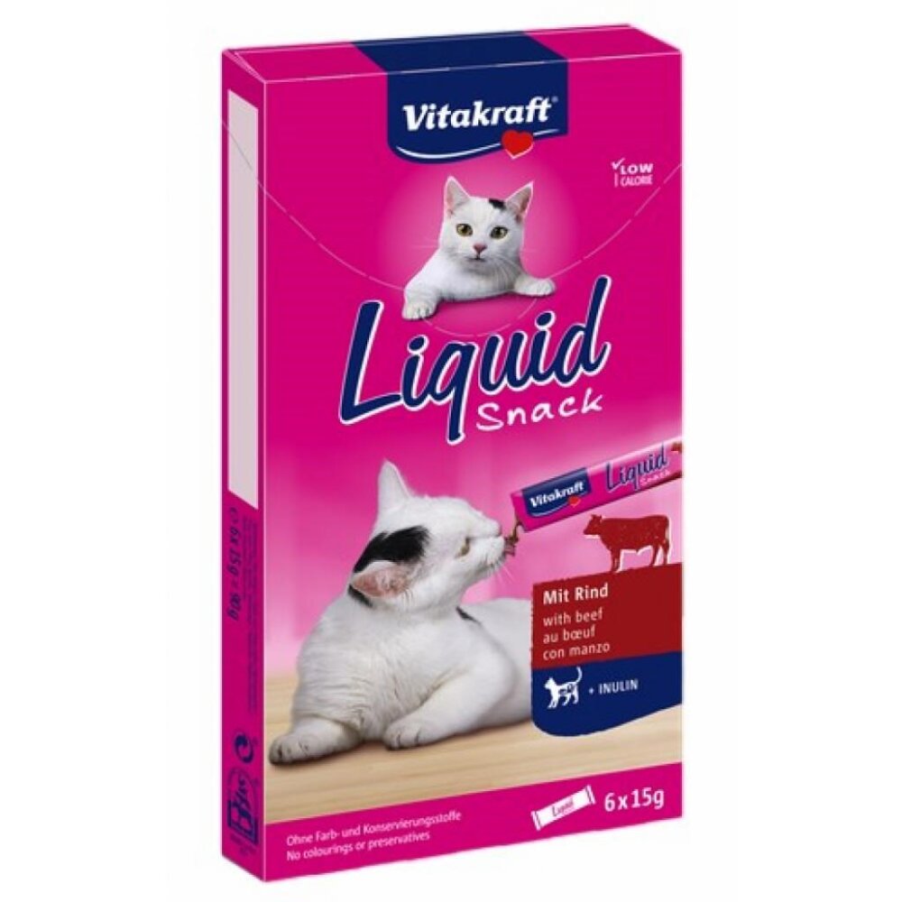 Kody rabatowe Krakvet sklep zoologiczny - VITAKRAFT Cat Liquid-Snack z wołowiną - przysmak dla kota - 6x15 g