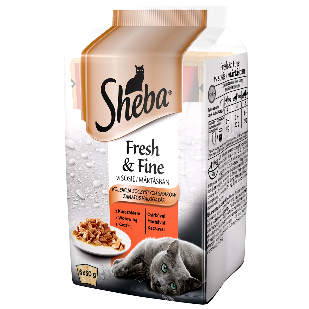 Kody rabatowe Krakvet sklep zoologiczny - SHEBA Fresh & Fine mięsne dania w sosie - mokra karma dla kota - 6x50 g