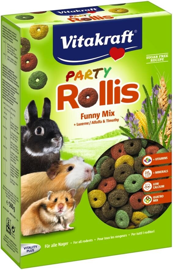 Kody rabatowe Krakvet sklep zoologiczny - VITAKRAFT Party Rollis Funny Mix - przysmak dla gryzoni i królika - 500 g